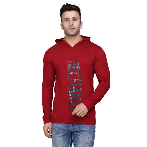 Maroon_Cotton_Men's_T-shirt_Print_Hooded_Neck