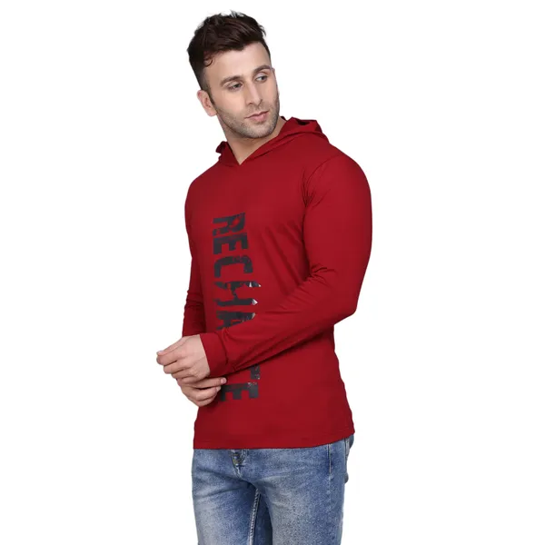 Maroon_Cotton_Men's_T-shirt_Print_Hooded_Neck