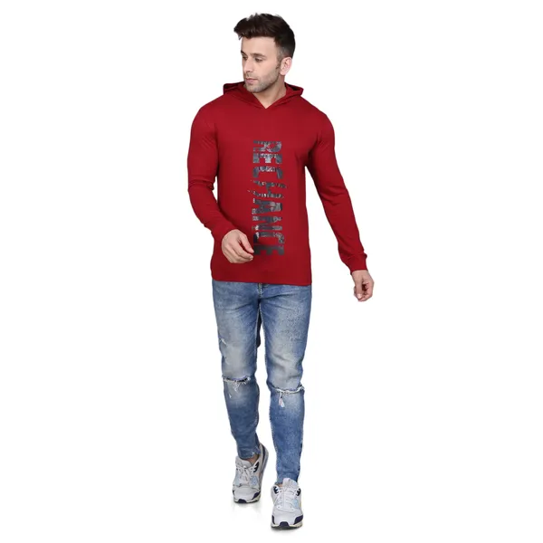 Maroon_Cotton_Men's_T-shirt_Print_Hooded_Neck