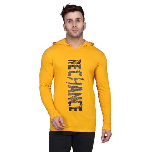 Mustard_Cotton_Men's_T-shirt_Print_Hooded_Neck