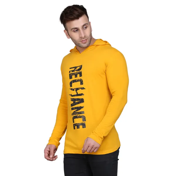 Mustard_Cotton_Men's_T-shirt_Print_Hooded_Neck