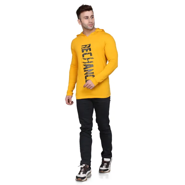 Mustard_Cotton_Men's_T-shirt_Print_Hooded_Neck