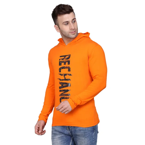 Orange_Cotton_Men's_T-shirt_Print_Hooded_Neck