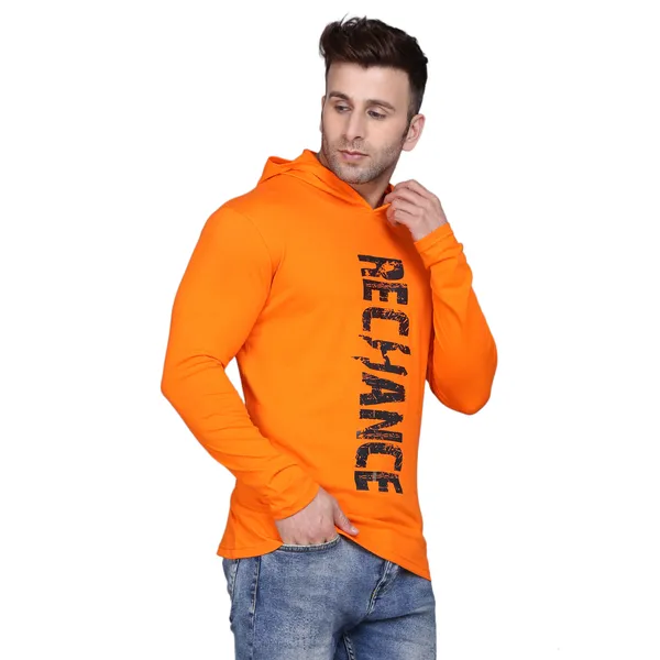Orange_Cotton_Men's_T-shirt_Print_Hooded_Neck