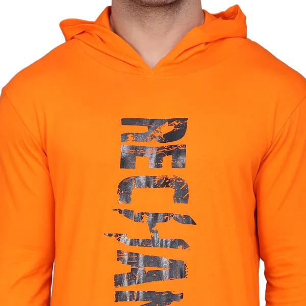 Orange_Cotton_Men's_T-shirt_Print_Hooded_Neck