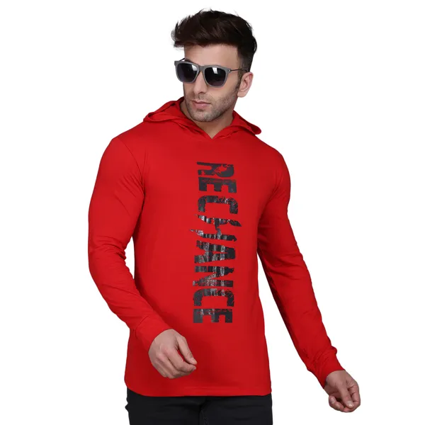 Red_Cotton_Print_Hooded_Neck_Men's_T-shirt
