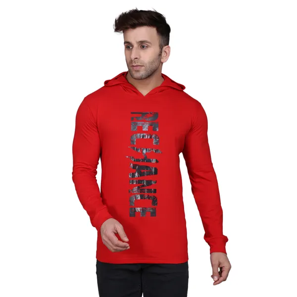 Red_Cotton_Print_Hooded_Neck_Men's_T-shirt