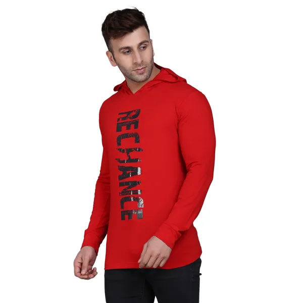 Red_Cotton_Print_Hooded_Neck_Men's_T-shirt