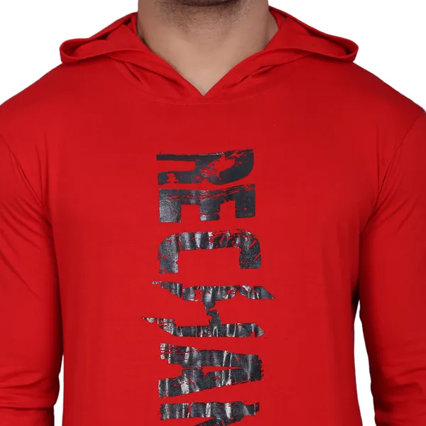 Red_Cotton_Print_Hooded_Neck_Men's_T-shirt