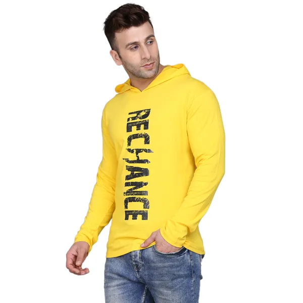 Yellow_Cotton_Men's_T-shirt_Print_Hooded_Neck