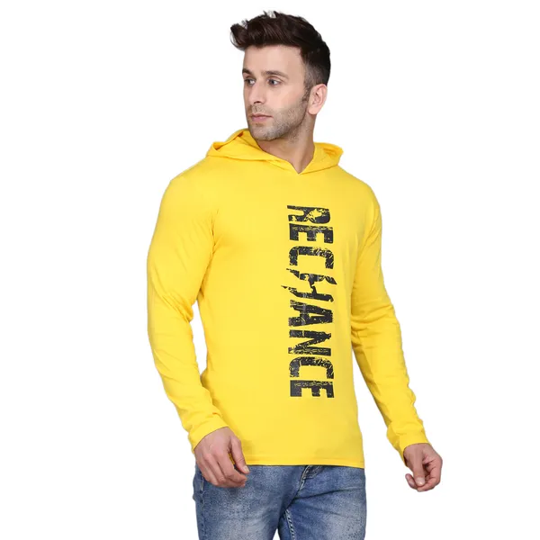 Yellow_Cotton_Men's_T-shirt_Print_Hooded_Neck