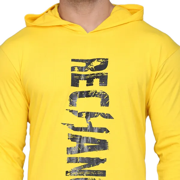 Yellow_Cotton_Men's_T-shirt_Print_Hooded_Neck