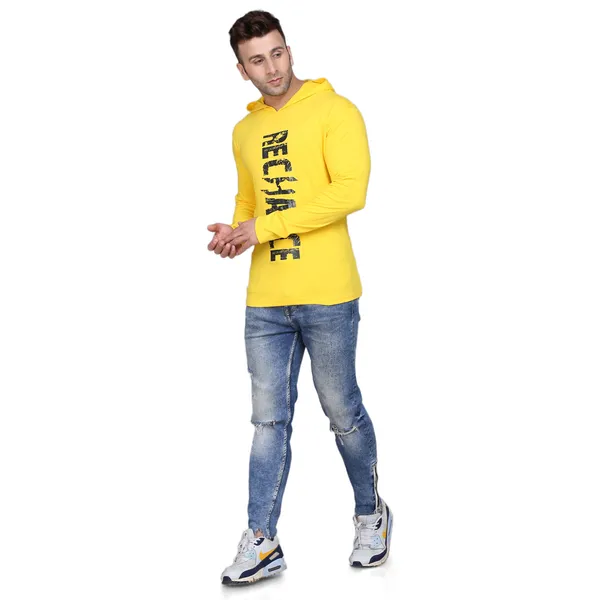 Yellow_Cotton_Men's_T-shirt_Print_Hooded_Neck