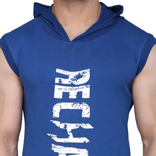 Blue_Men's__Cotton_T-shirt_Print_Hooded_Neck