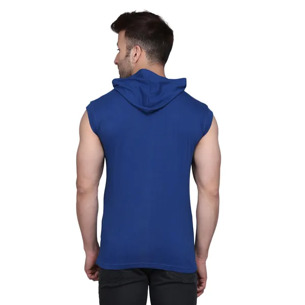 Blue_Men's__Cotton_T-shirt_Print_Hooded_Neck