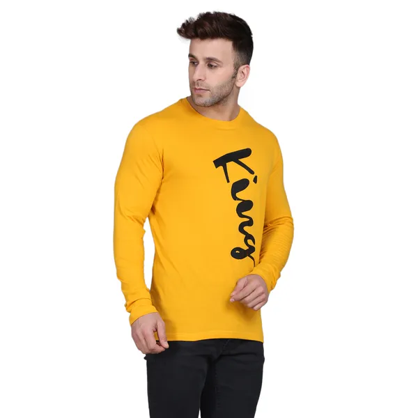 Mustard_Cotton_Print_Round_Neck_Men's_T-shirt