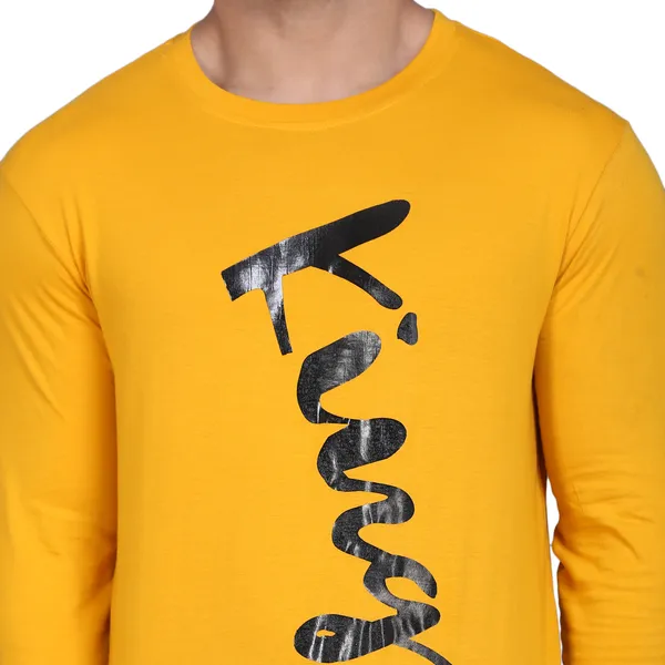 Mustard_Cotton_Print_Round_Neck_Men's_T-shirt