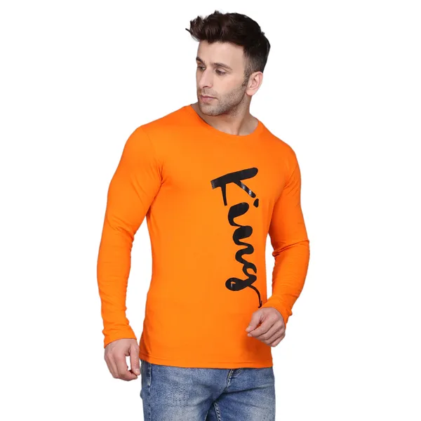 Orange_Cotton_Men's_T-shirt_Print_Round_Neck