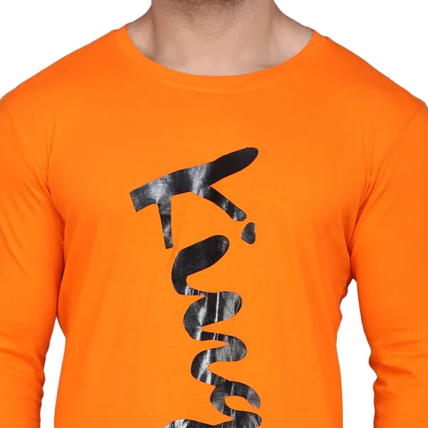 Orange_Cotton_Men's_T-shirt_Print_Round_Neck