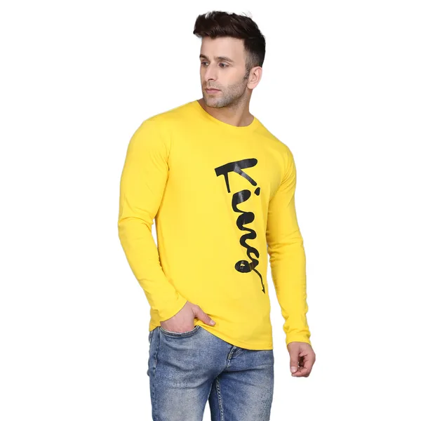 Yellow_Cotton_Men's_T-shirt__Print_Round_Neck