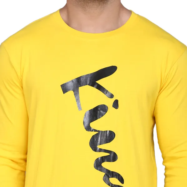 Yellow_Cotton_Men's_T-shirt__Print_Round_Neck