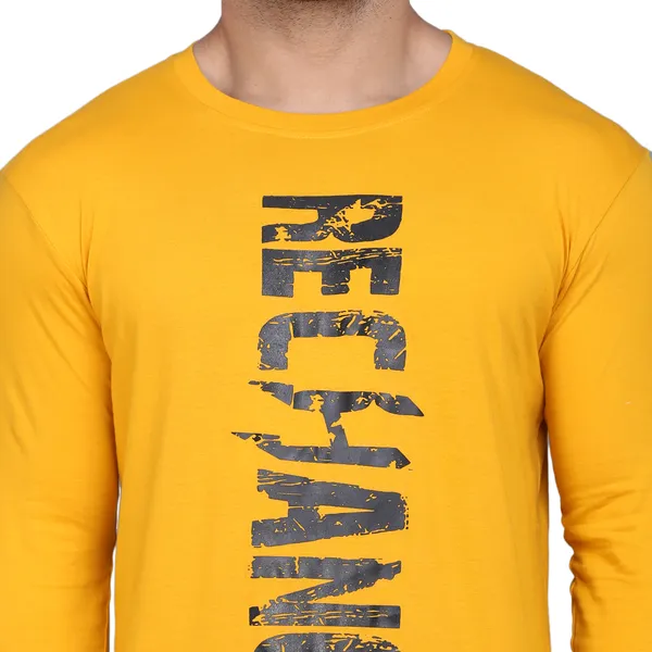 Mustard_Cotton_Print_Round_Neck_Men's_T-shirt
