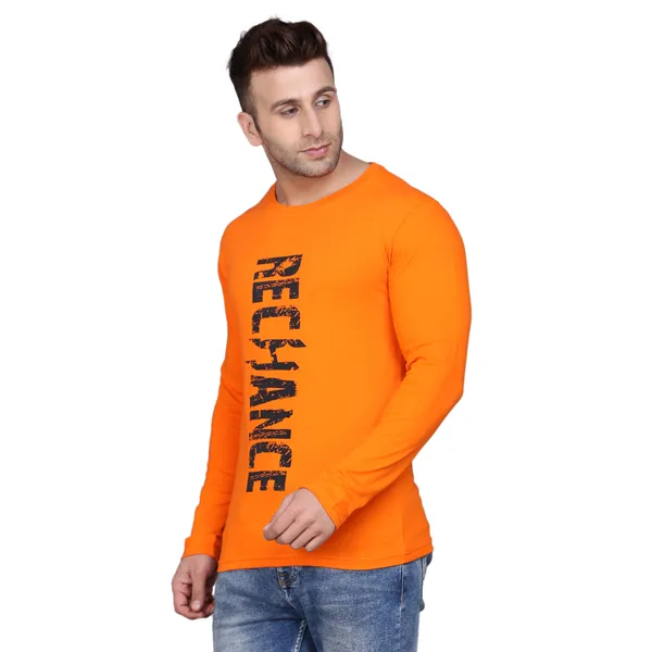 Orange_Cotton_Men's_T-shirt_Print_Round_Neck
