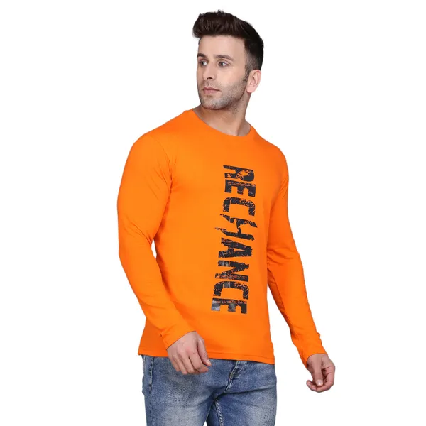 Orange_Cotton_Men's_T-shirt_Print_Round_Neck