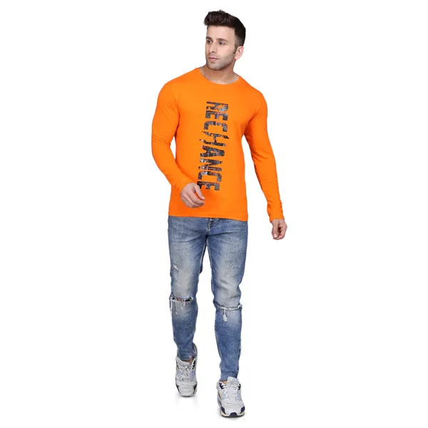 Orange_Cotton_Men's_T-shirt_Print_Round_Neck