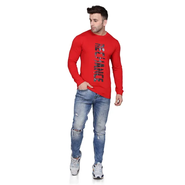 Red_Cotton_Men's_T-shirt_Print_Round_Neck
