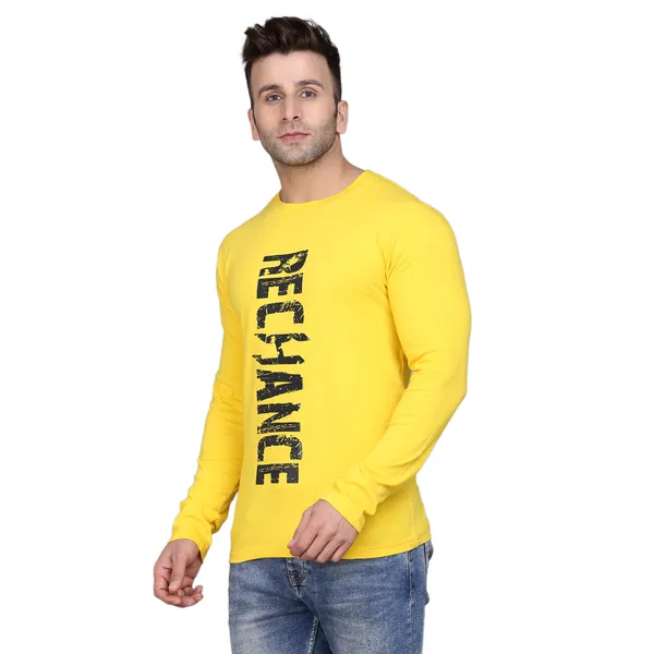 Yellow_Cotton_Men's_T-shirt__Print_Round_Neck