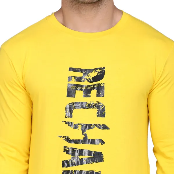 Yellow_Cotton_Men's_T-shirt__Print_Round_Neck