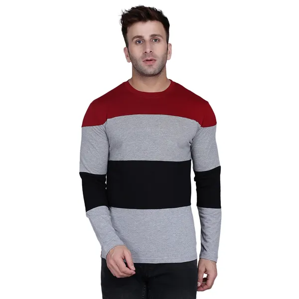 Multicolor_Colour_T_shirt_Block_Round_Neck