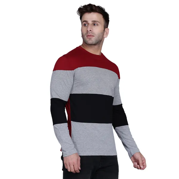 Multicolor_Colour_T_shirt_Block_Round_Neck