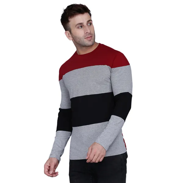 Multicolor_Colour_T_shirt_Block_Round_Neck