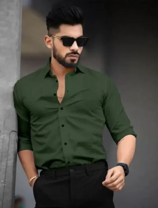 Green_Men__Collar_Casual_Shirt_Regular_Fit