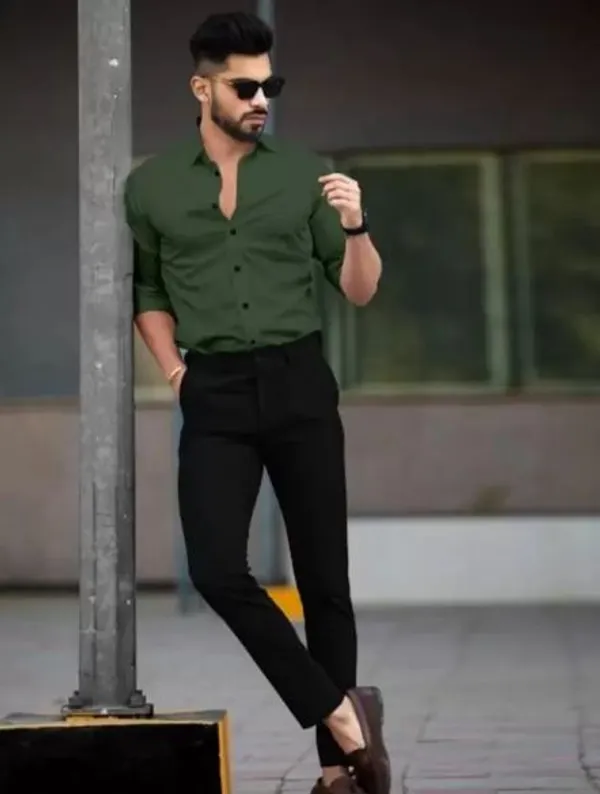 Green_Men__Collar_Casual_Shirt_Regular_Fit