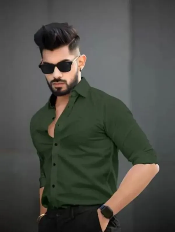 Green_Men__Collar_Casual_Shirt_Regular_Fit