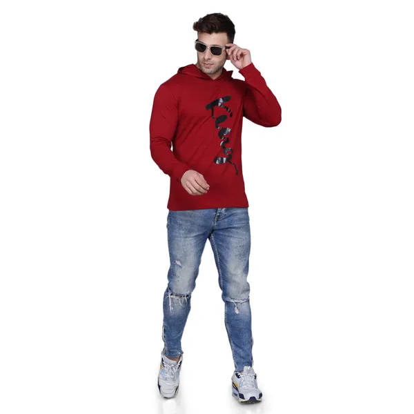 Maroon_Cotton_Men's_T-shirt_Print_Hooded_Neck