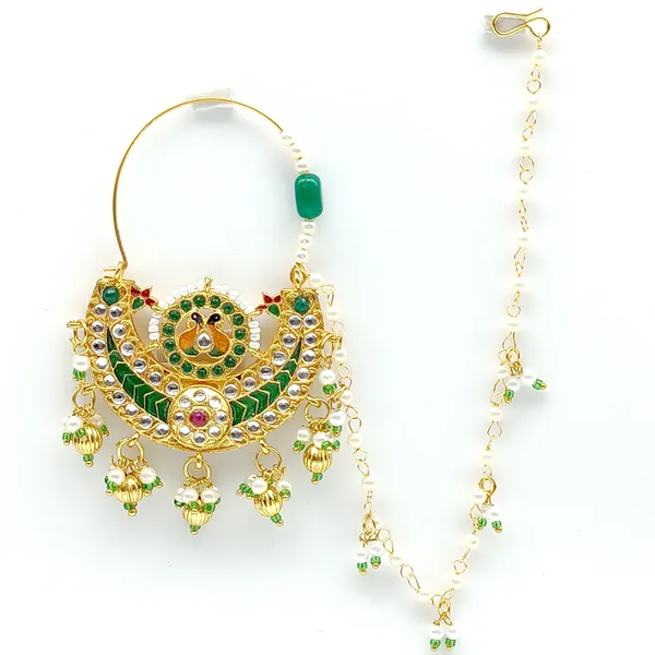 Minkari_Clip_Nose_Ring_|_Gold_Plated_Nath_With_Beads_Chain_|_Exclusive_Jewellery_Accessories