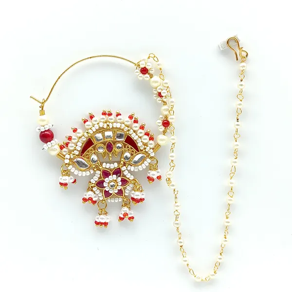 Minkari_Clip_Nose_Ring_|_Gold_Plated_Nath_With_Beads_Chain_|_Exclusive_Jewellery_Accessories