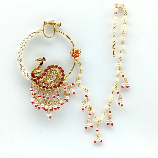 Minkari_Clip_Nose_Ring_|_Gold_Plated_Nath_With_Beads_Chain_|_Exclusive_Jewellery_Accessories