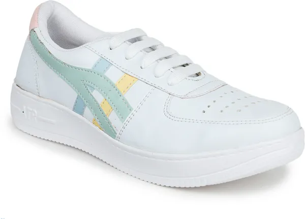 White_&_Green_Synthetic_Lace-Ups_Sneakers_Shoes_For_Women