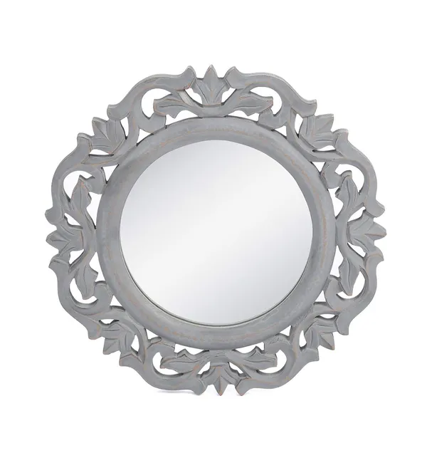 Decorative_&_Hand_Crafted_Wooden_Wall_Mirror_for_Home_&_Office,_Grey_14"x14"