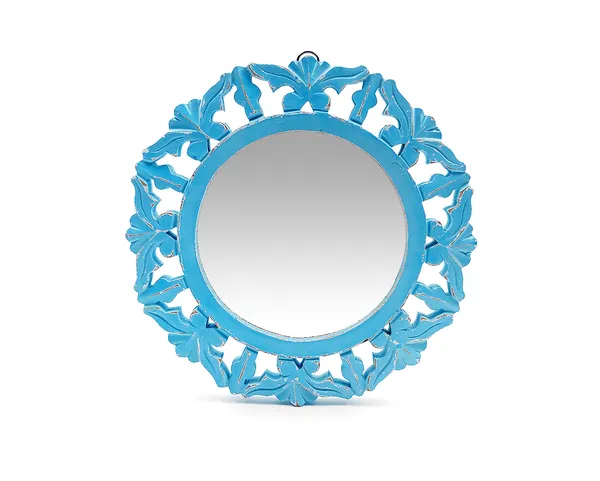 Decorative_&_Handcrafted_Wooden_Wall_Mirror_for_Living_Room,_Bedroom,_Washroom,_Kids_Room,_Office,_11"x11"_(Blue)