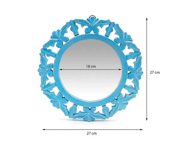 Decorative_&_Handcrafted_Wooden_Wall_Mirror_for_Living_Room,_Bedroom,_Washroom,_Kids_Room,_Office,_11"x11"_(Blue)