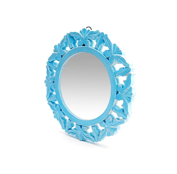 Decorative_&_Handcrafted_Wooden_Wall_Mirror_for_Living_Room,_Bedroom,_Washroom,_Kids_Room,_Office,_11"x11"_(Blue)
