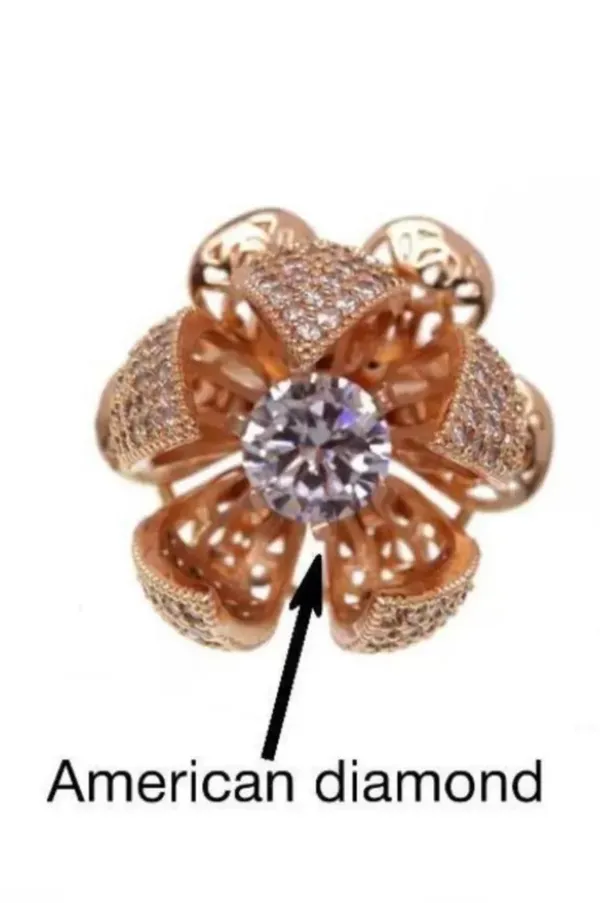 NJ's__rose_gold_American_diamond_lotus_ring_brass_cubic_Zirconia_gold_plated_ring