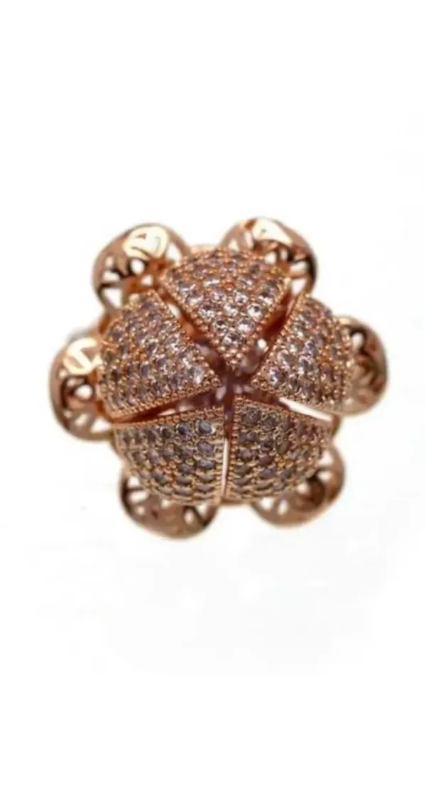 NJ's__rose_gold_American_diamond_lotus_ring_brass_cubic_Zirconia_gold_plated_ring