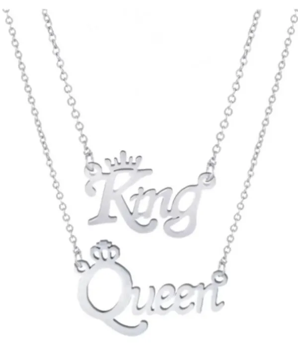 Nj's_King_-Queen_silver_couple_chain_pendant,_silver_plated_metal,_Brass_locket_set_